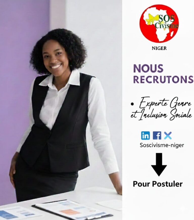 Recrutement : Experte Genre & Inclusion Sociale