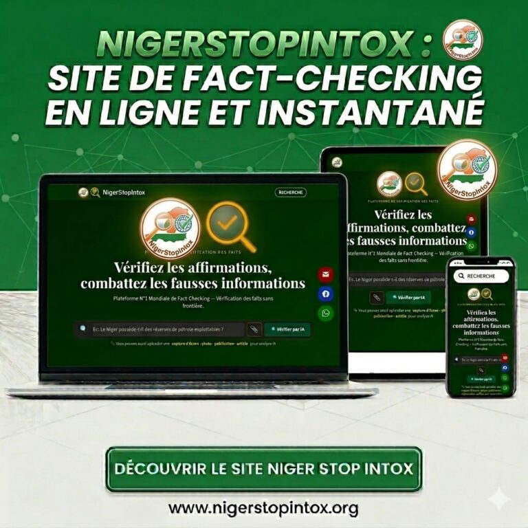 NigerStopIntox.org est en ligne plateforme pour lutter contre la désinformation, une initiative de ONG SOS-Civisme/Niger dans le cadre du projet RECIT Financé par Coopération Suisse au Niger DDC